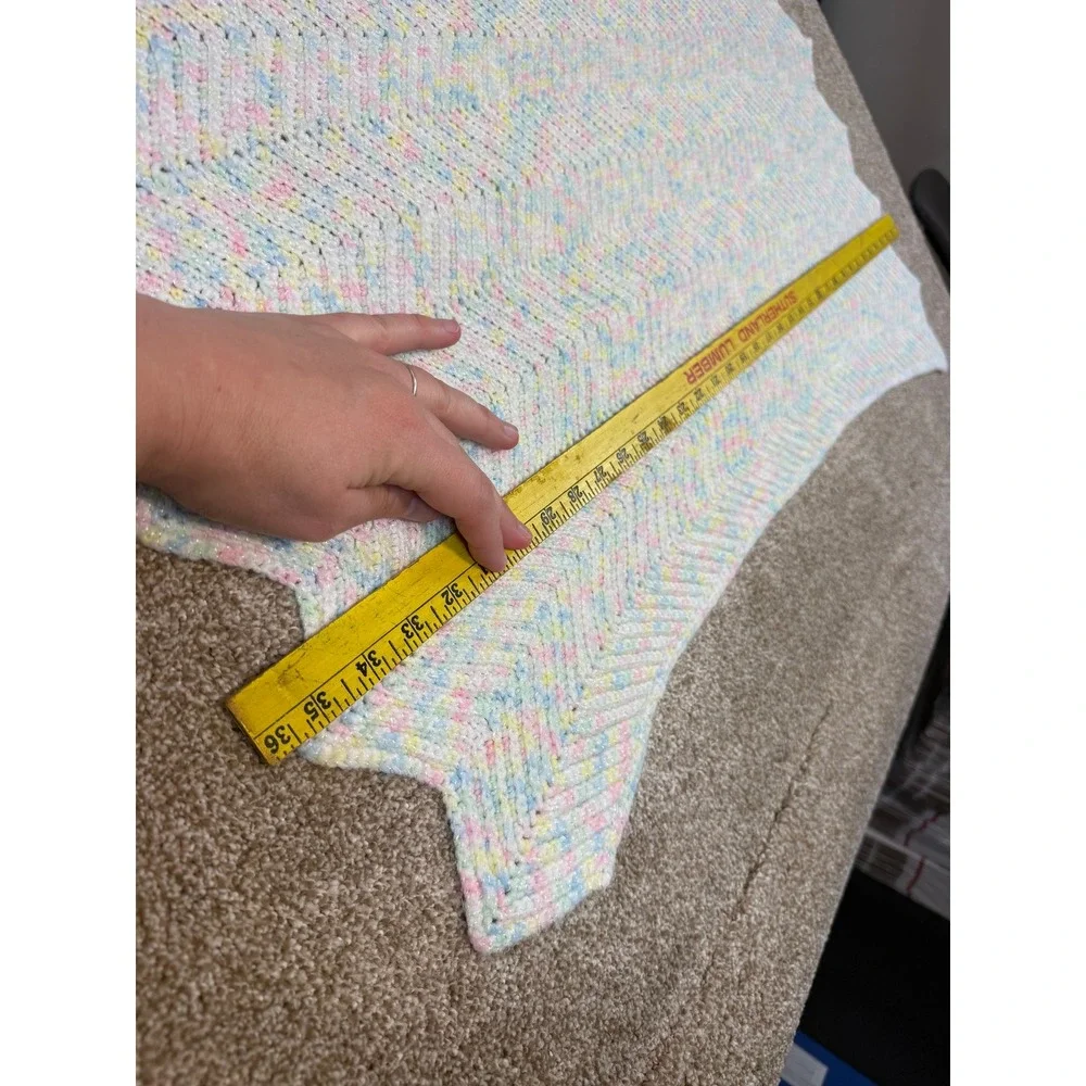 Handmade Crochet Baby Blanket Pastel Multicolor Chevron Ripple Zig Zag 35x28